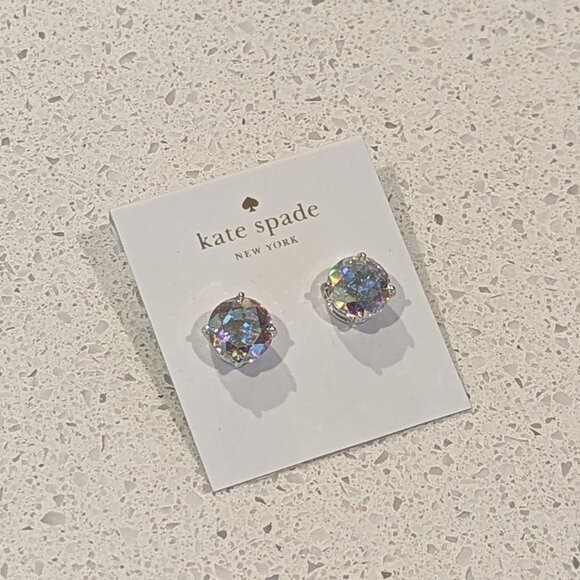 NWT! Kate Spade Large Gumdrop Stud Earrings AB/Silver - Picture 4 of 7